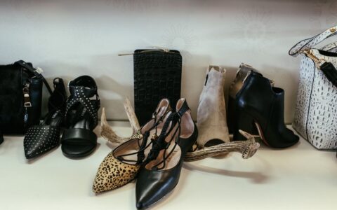Elegant display of high-end shoes and purses showcasing modern fashion trends.
